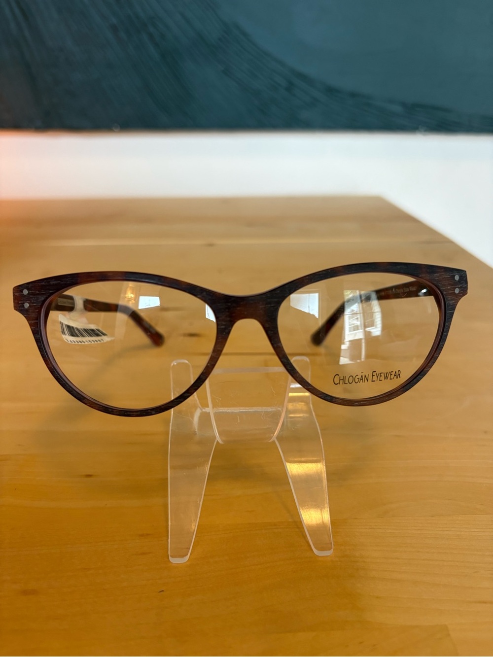 Chlogan Eyewear Round Woodgrain Eyeglasses Purple Brown Haze 9002 57-18-150 NWT